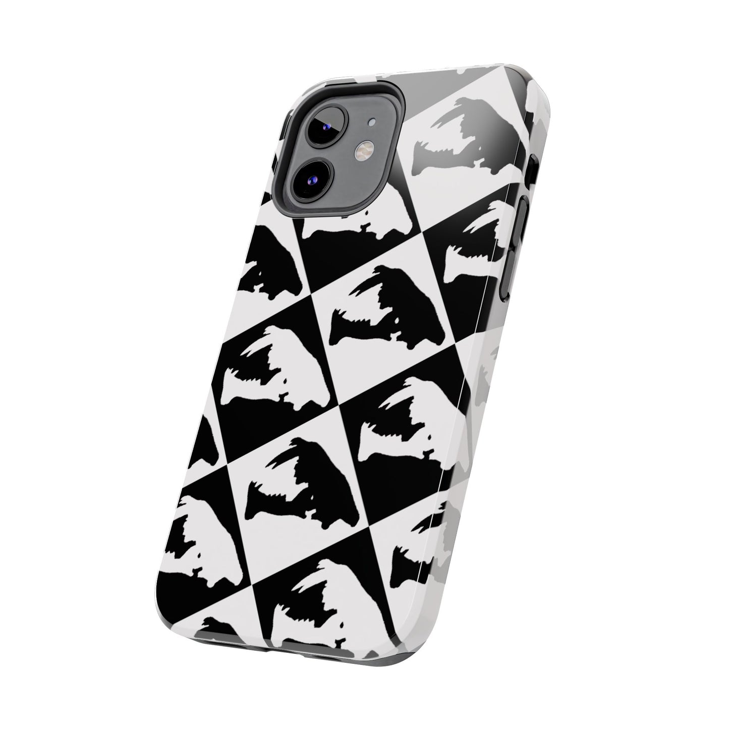 Black & White Pattern Saber Cat iPhone 12 Tough Phone Case
