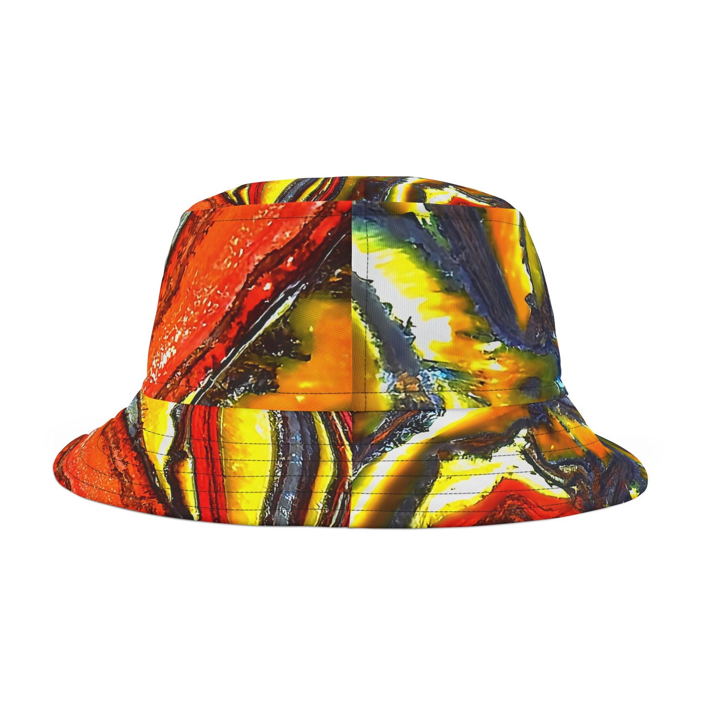 Rock Art-Inspired Floppy Bucket Hat –Tiger Iron - Unique Tie-Dye Ish Design