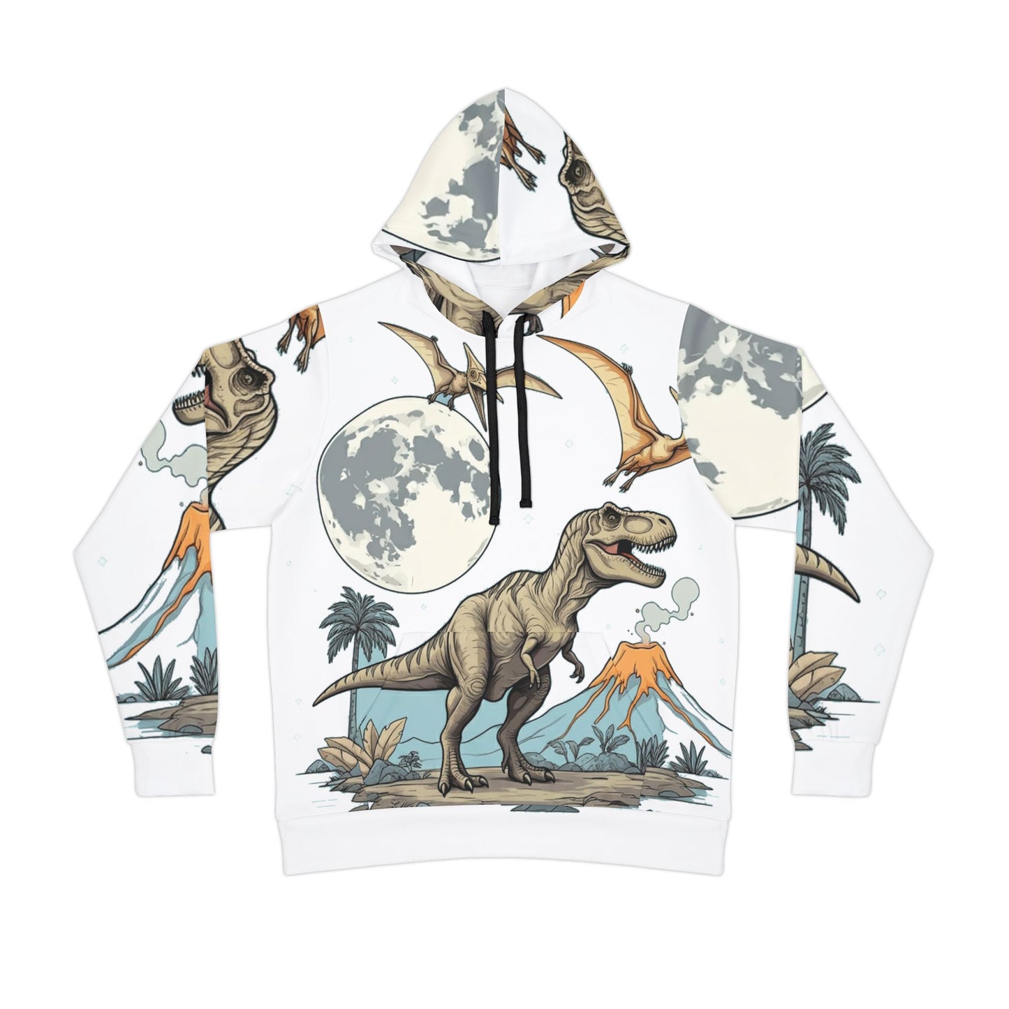 White Tyrannosaurus rex pullover hoodie adult hooded dinosaur sweatshirt for men and women