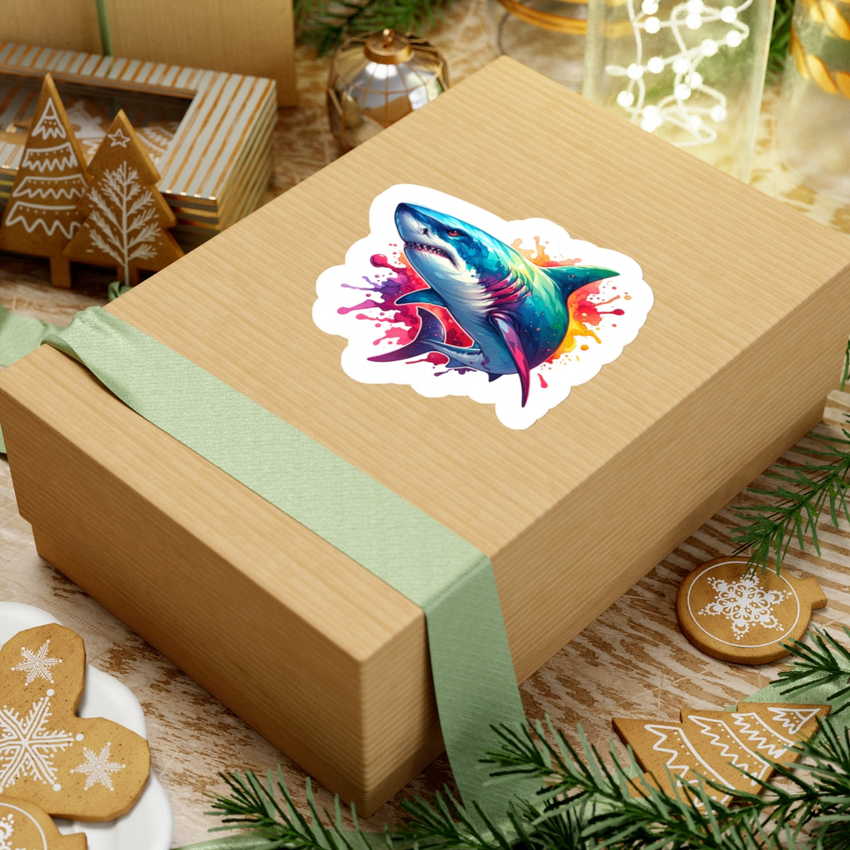 Colorful Great White Shark Sticker