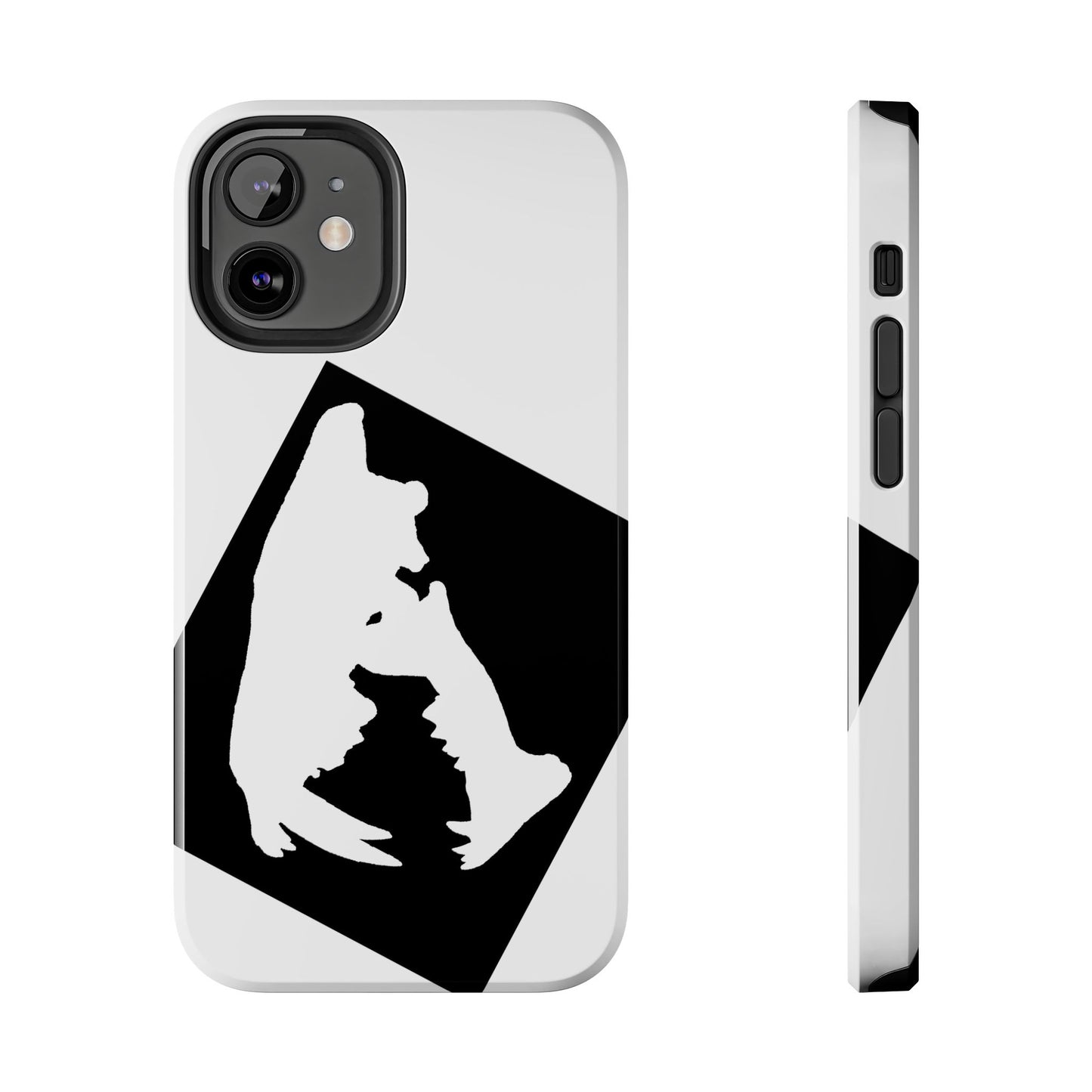 Black & White Saber Cat iPhone 12 Tough Phone Case