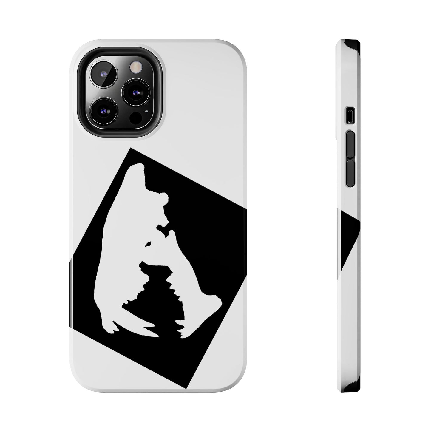 Black & White Saber Cat iPhone 12 Tough Phone Case