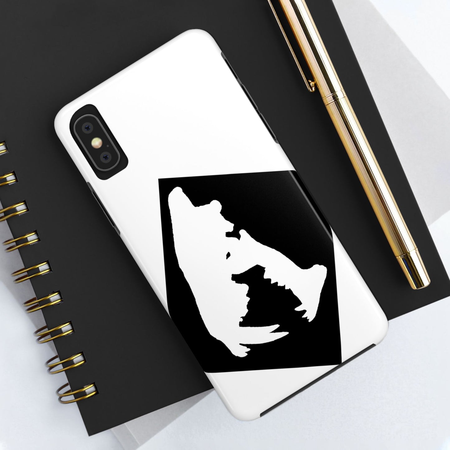 Black & White Saber Cat iPhone X Tough Phone Case