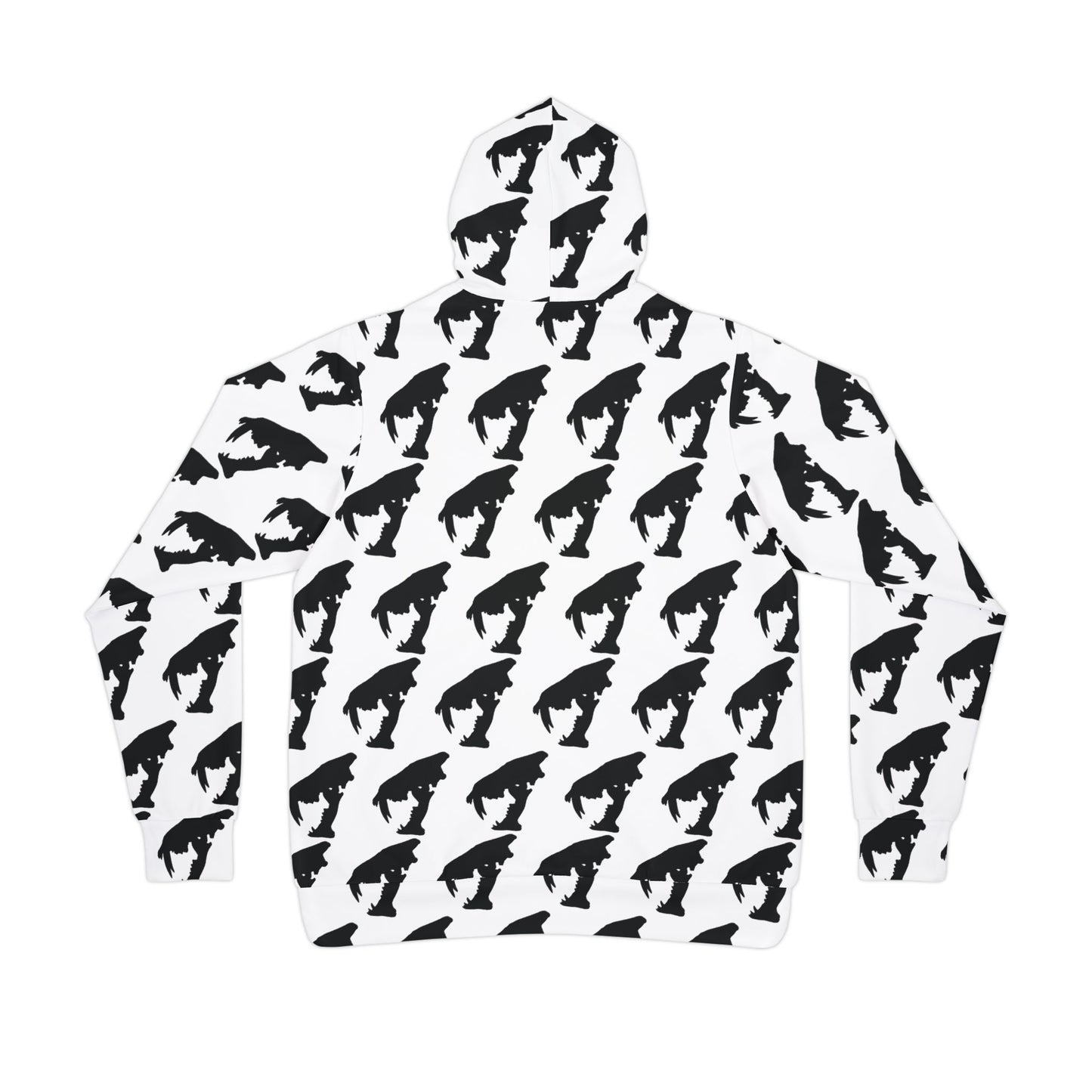Unisex Black and White Saber Cat Skull Fossil Art Hoodie