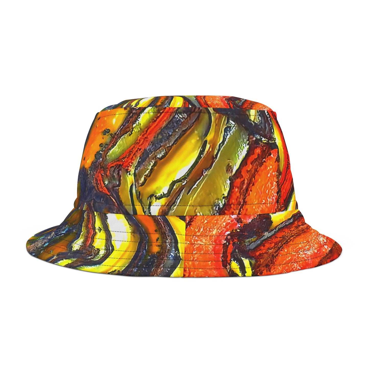 Rock Art-Inspired Floppy Bucket Hat –Tiger Iron - Unique Tie-Dye Ish Design