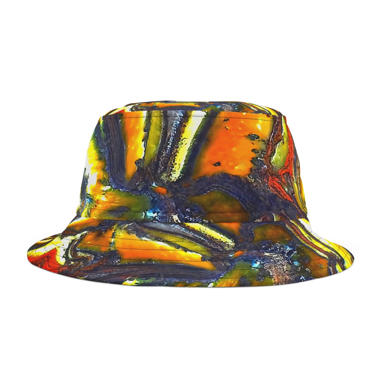 Rock Art-Inspired Floppy Bucket Hat –Tiger Iron - Unique Tie-Dye Ish Design