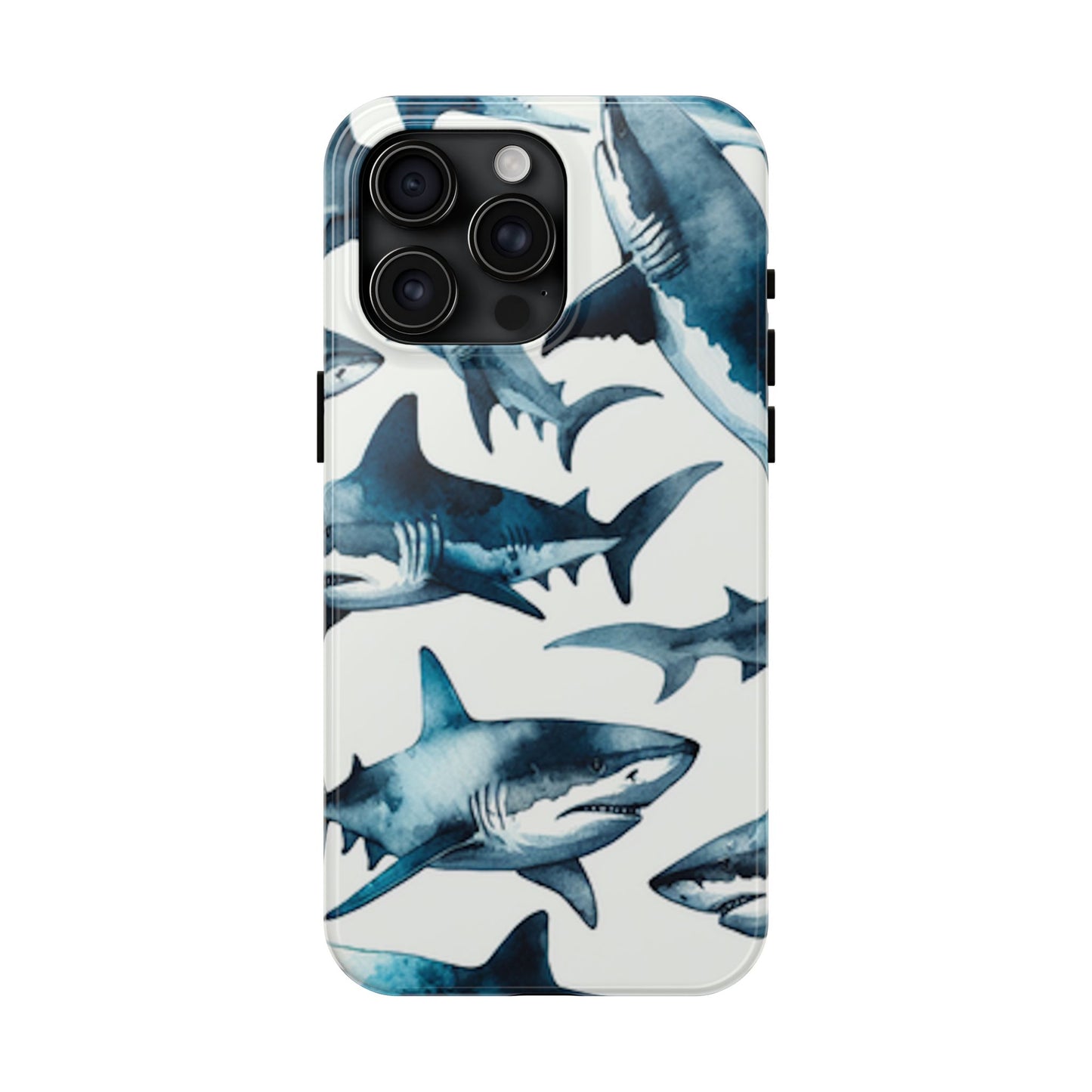 Shark Pattern iPhone 15 Tough Phone Case