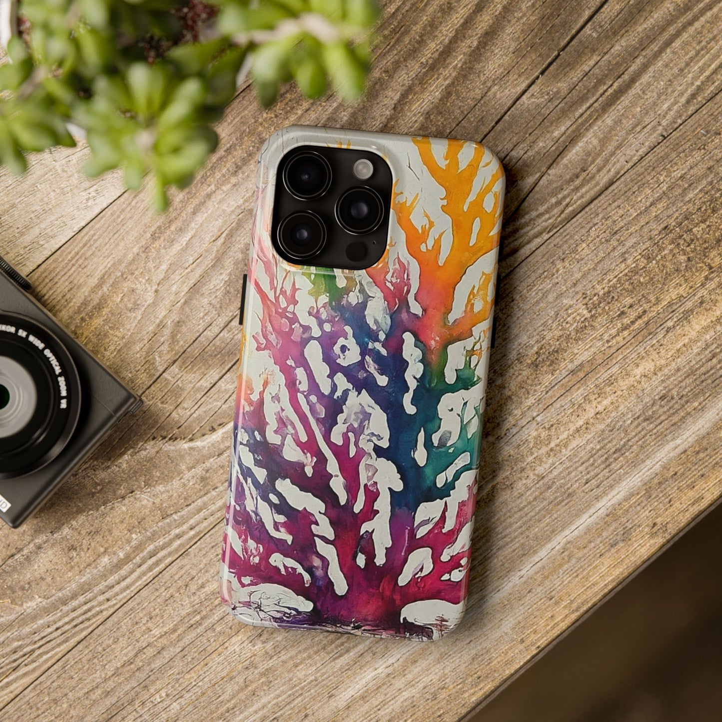 Water color Coral iPhone 15 Tough Phone Case
