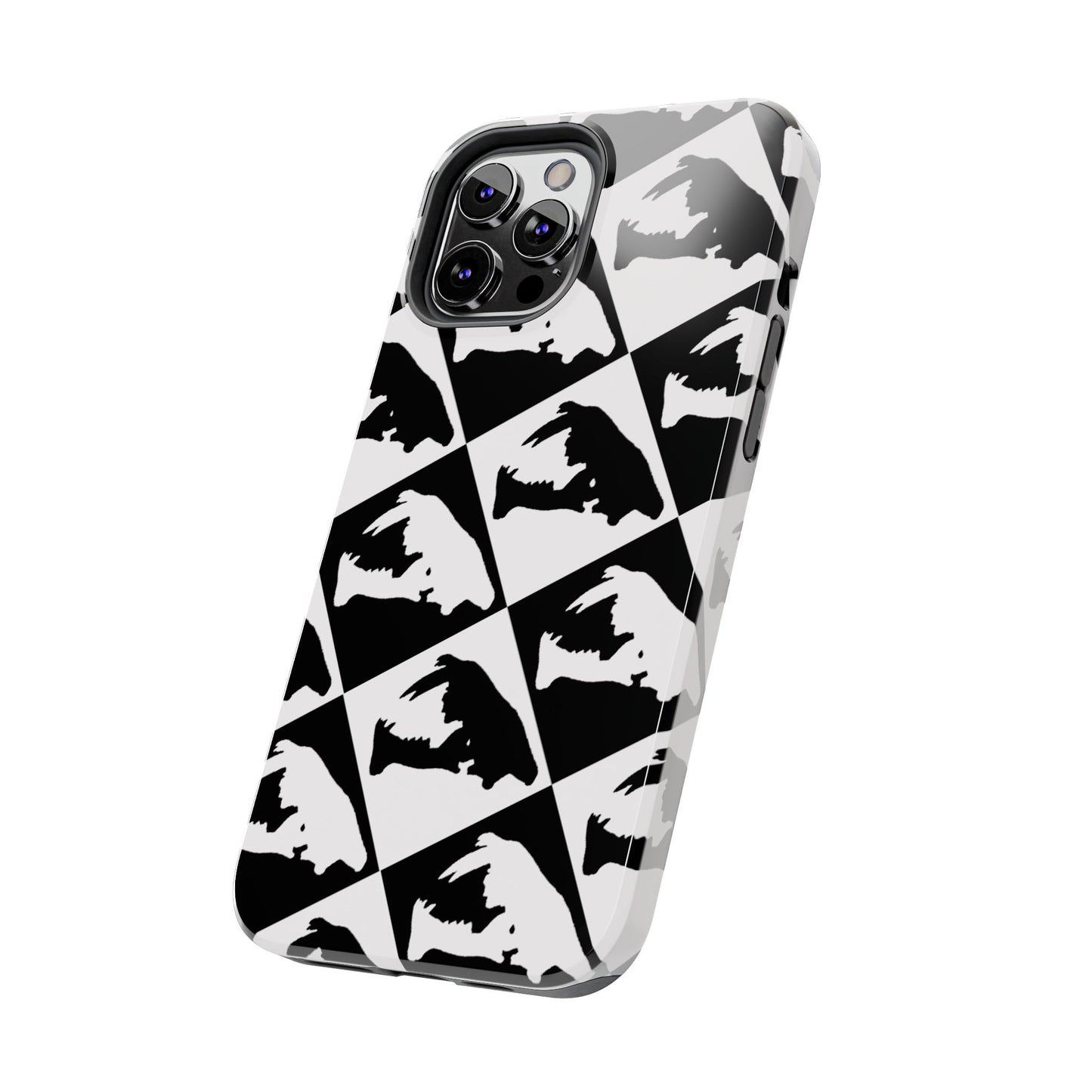 Black & White Pattern Saber Cat iPhone 12 Tough Phone Case