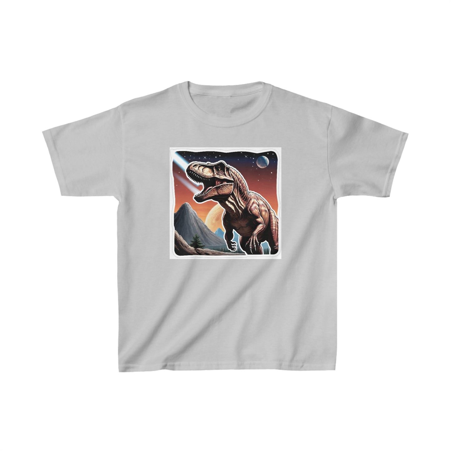 Kids Tyrannosaurus rex with Mountains Dinosaur T-shirt