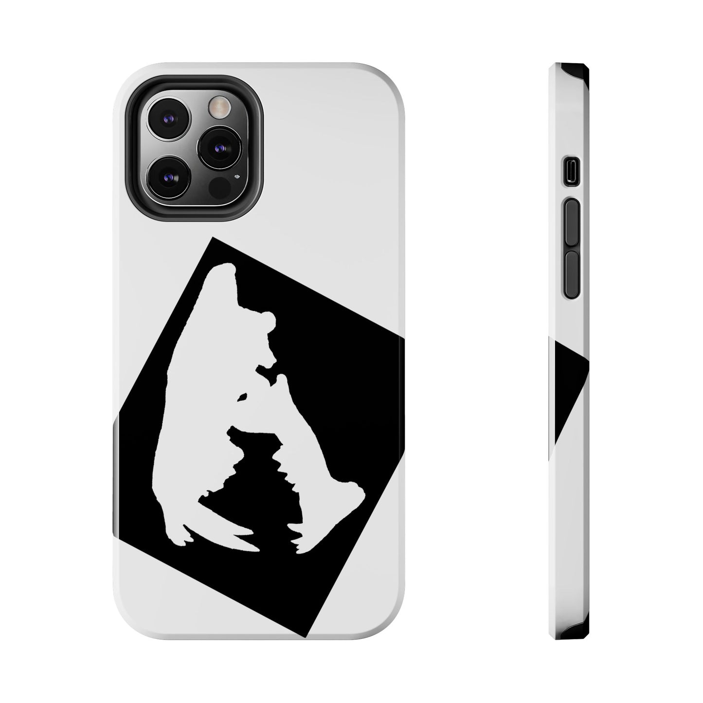 Black & White Saber Cat iPhone 12 Tough Phone Case