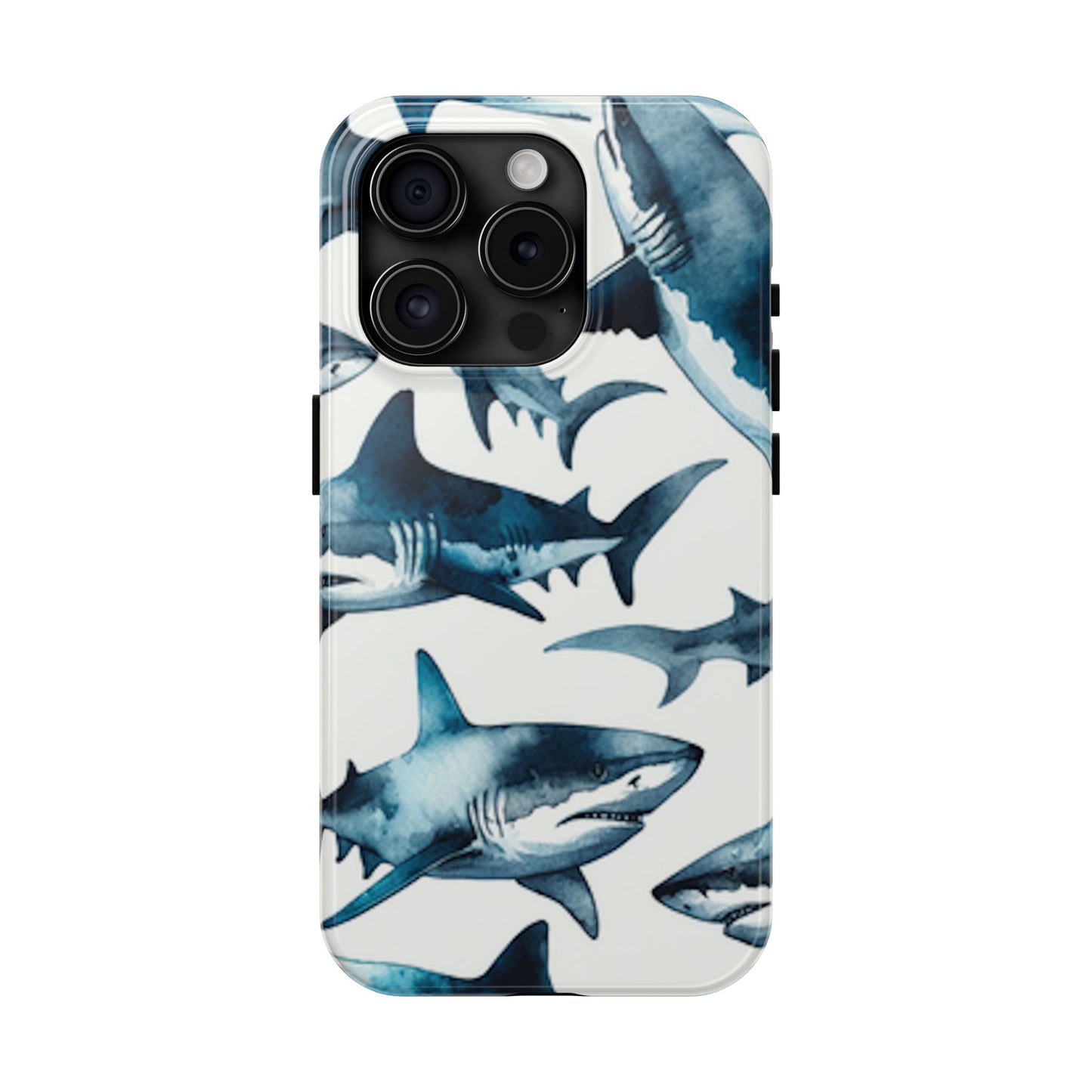 Shark Pattern iPhone 15 Tough Phone Case
