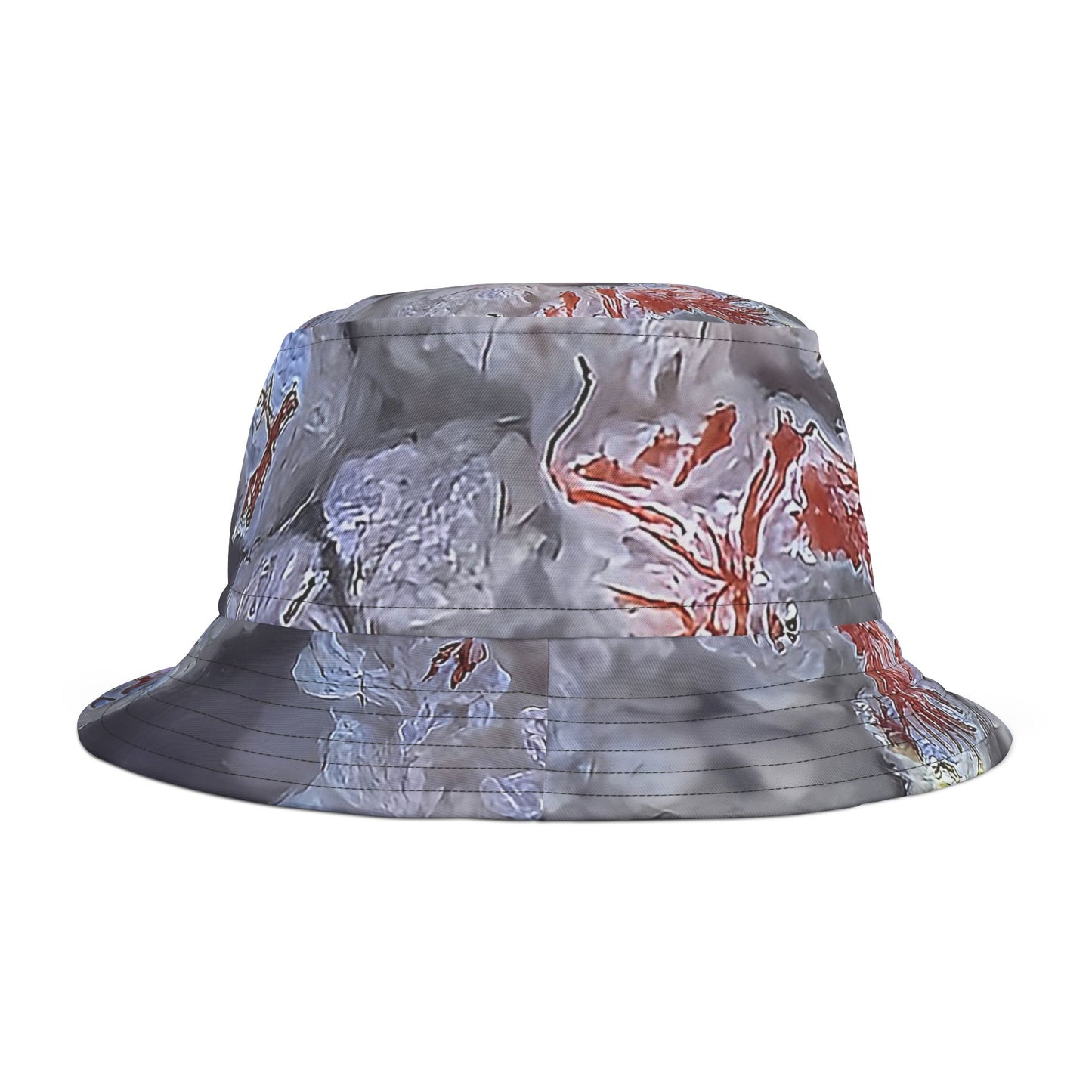 Rock Art-Inspired Floppy Bucket Hat –Scenic Moss Agate - Unique Tie-Dye Ish Design
