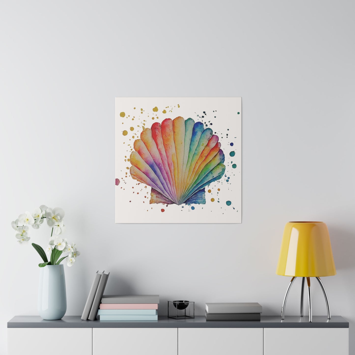 Watercolor Pectin Seashell Canvas Print Wall Art Décor, Beach Décor