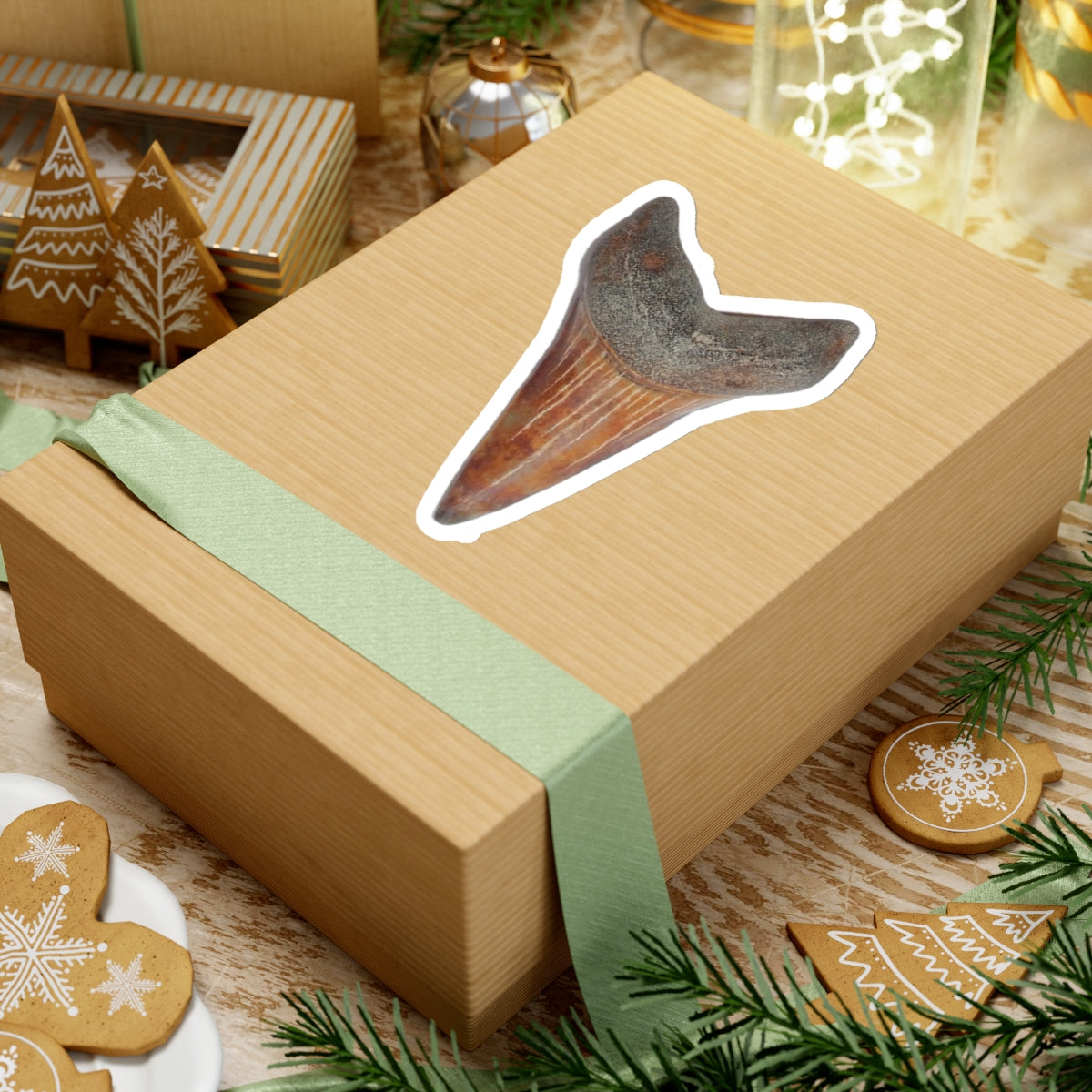 Carcharodon hastalis - Red Fossil Shark Tooth Sticker