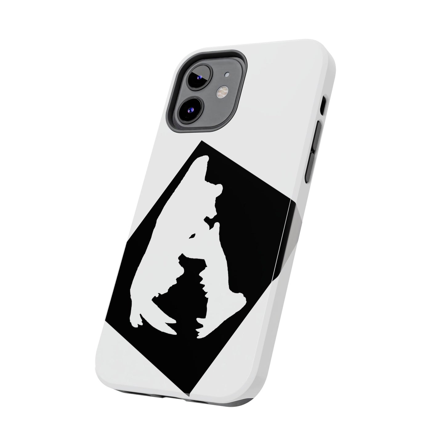 Black & White Saber Cat iPhone 12 Tough Phone Case