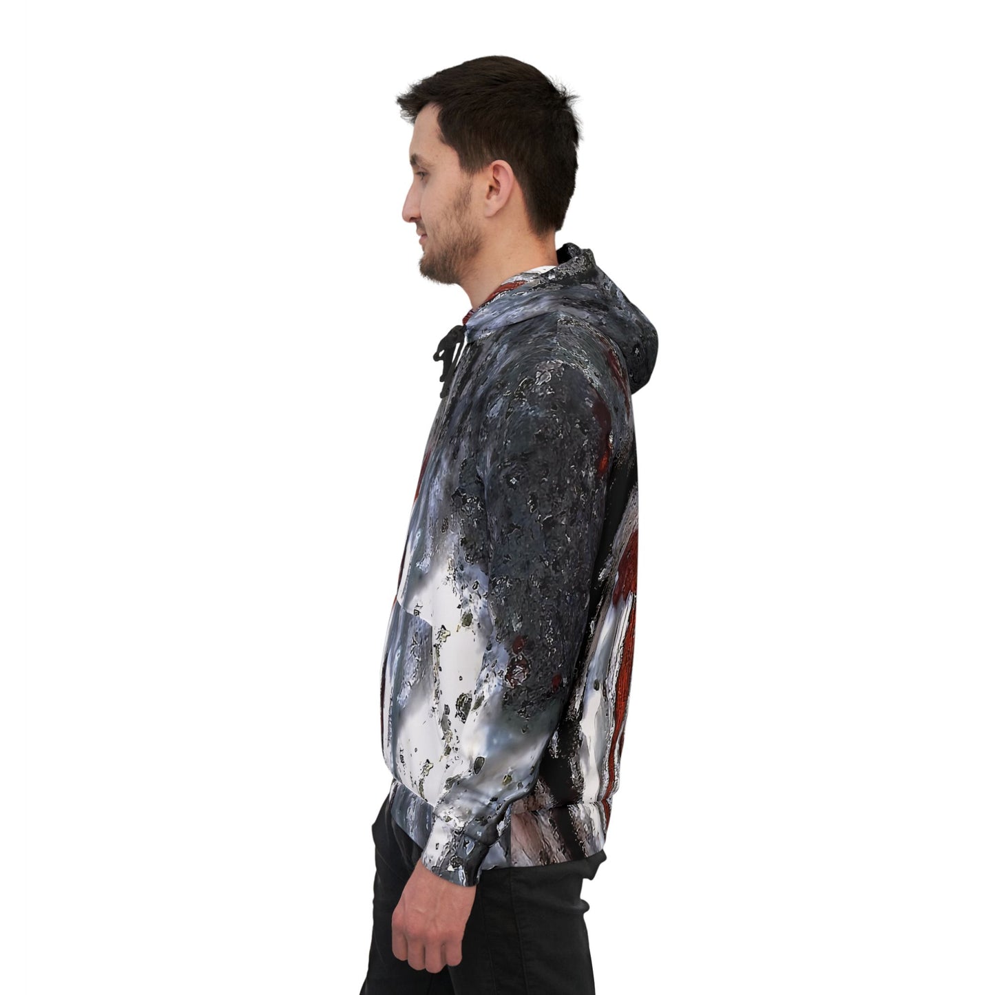 Vibrant rock art hoodies – Unique unisex custom hooded sweatshirt with a colorful stromatolite Collenia undosa tie dye like patterns for men and women