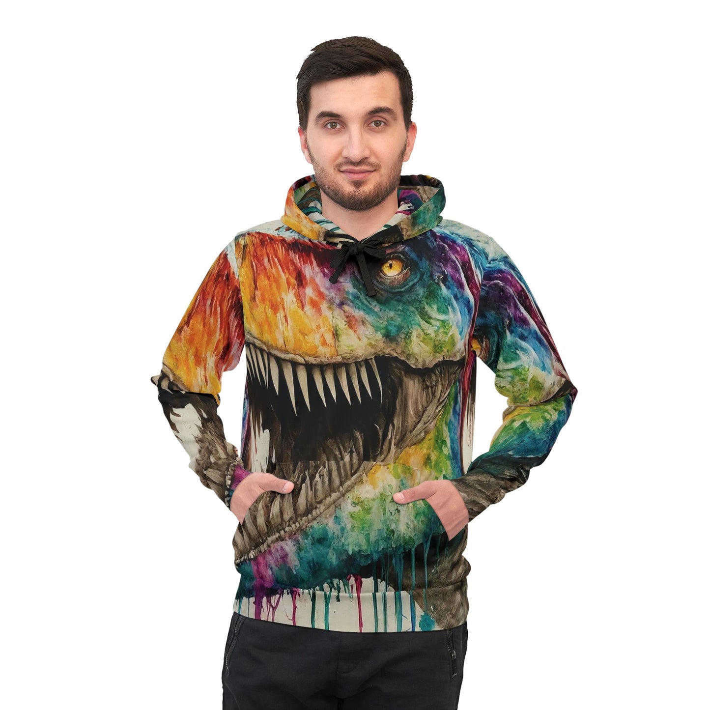 watercolor tie-dye Tyrannosaurus rex hoodie adult hooded dinosaur sweatshirt for men and women