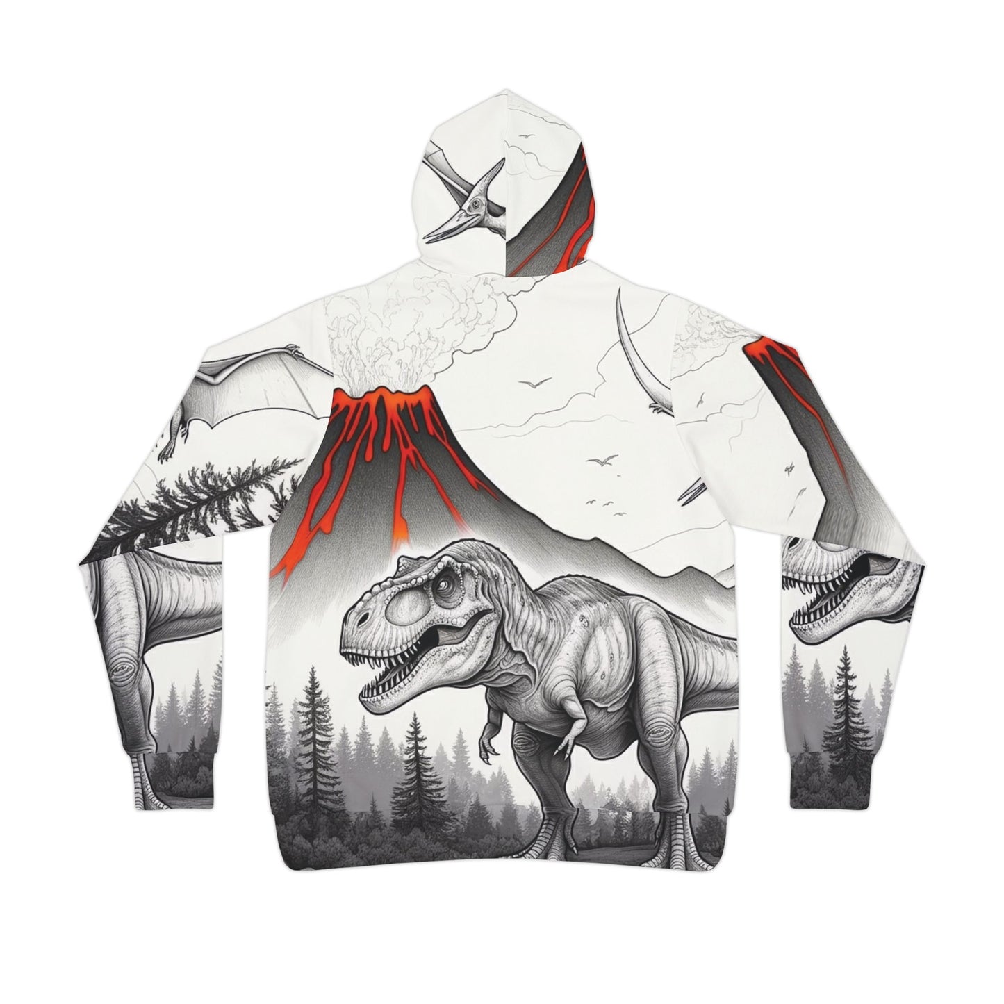 Black white and red Tyrannosaurus rex pullover hoodie adult hooded dinosaur sweatshirt for men and women