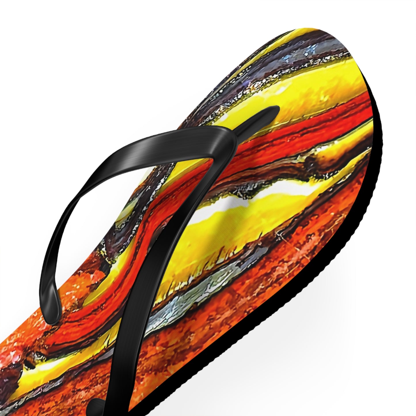 Vibrant Unisex Beachwear Flip Flops With Tie-dye Like Tiger Iron Patterns