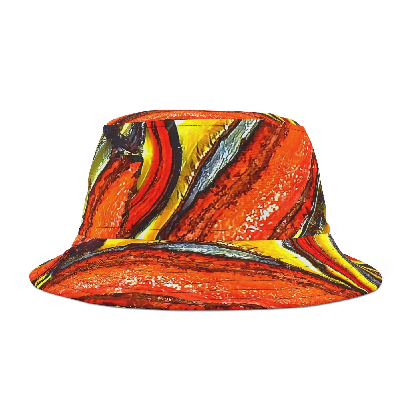 Rock Art-Inspired Floppy Bucket Hat –Tiger Iron - Unique Tie-Dye Ish Design