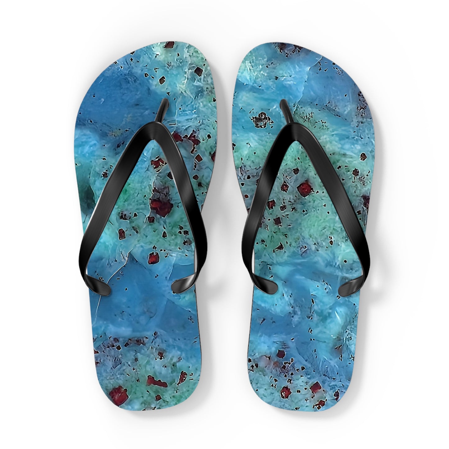 Vibrant Unisex Beachwear Flip Flops With Tie-dye Like Agate Patterns