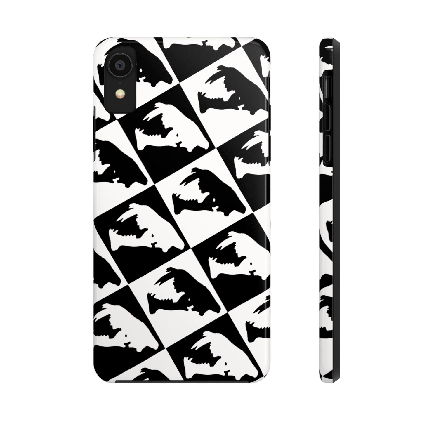 Black & White Pattern Saber Cat iPhone X Tough Phone Case