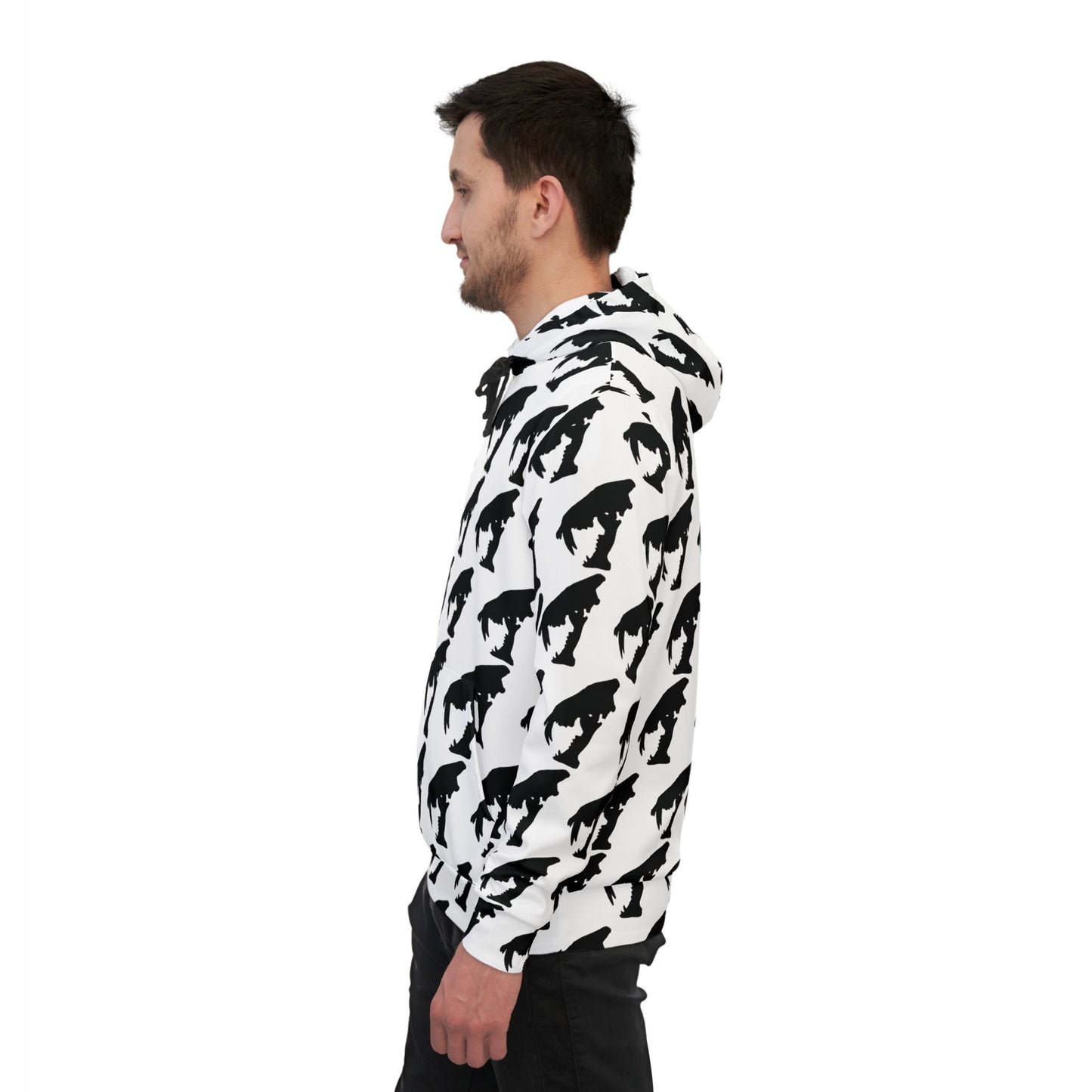 Unisex Black and White Saber Cat Skull Fossil Art Hoodie