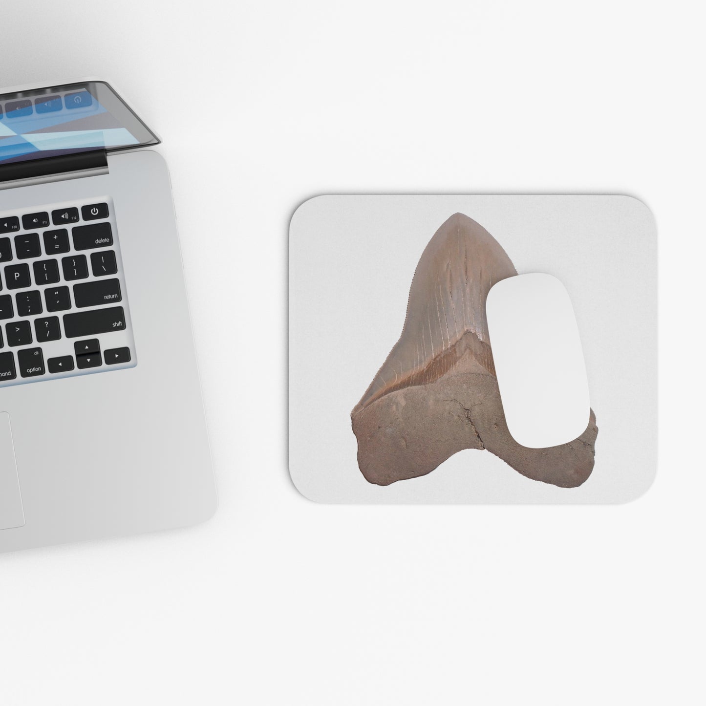 Fossil Shark Tooth Themed Mouse Pad - Otodus megalodon