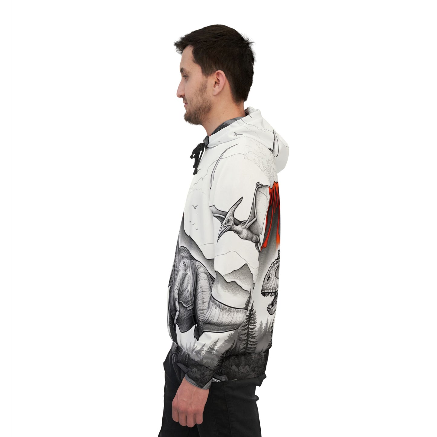 Black white and red Tyrannosaurus rex pullover hoodie adult hooded dinosaur sweatshirt for men and women