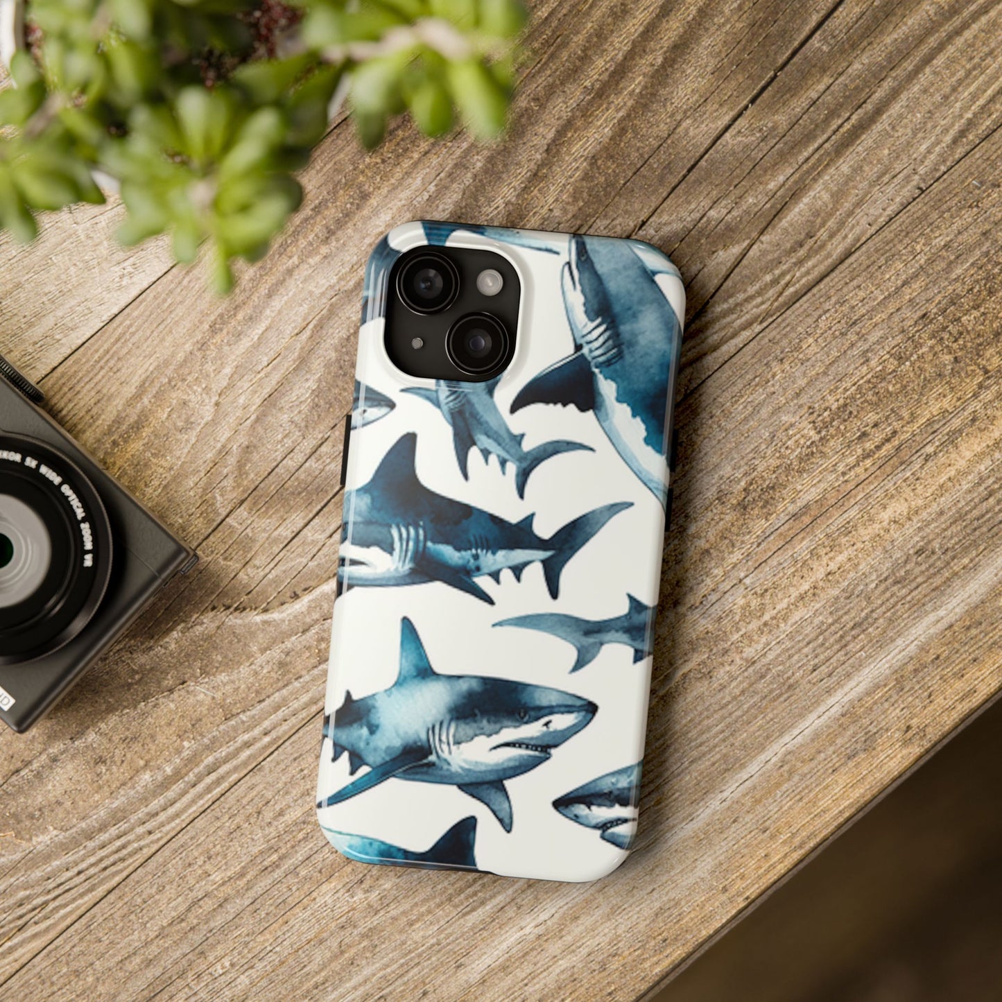 Shark Pattern iPhone 15 Tough Phone Case