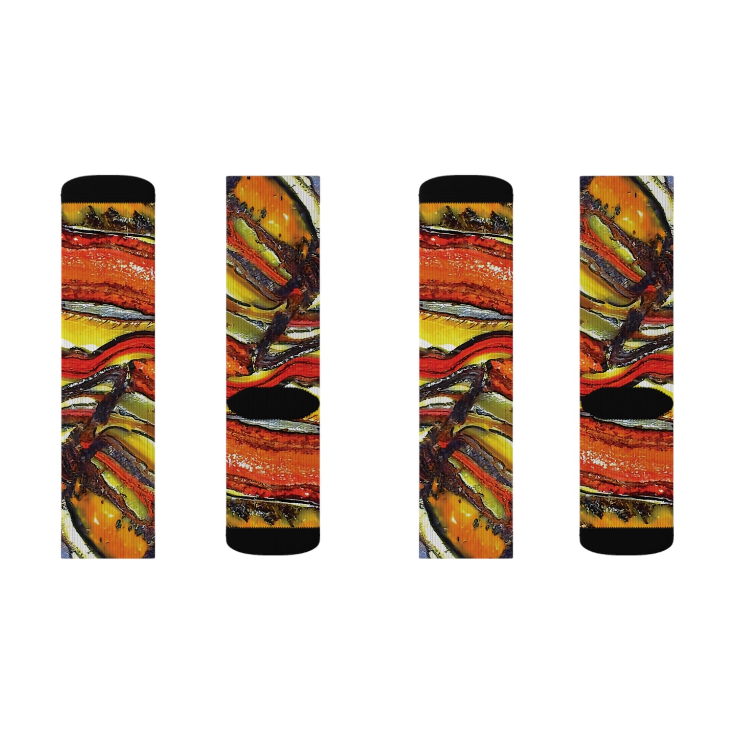 Colorful Unisex Rock Art Socks Tie-Dye Like Faulted and Folded Tiger Iron Design