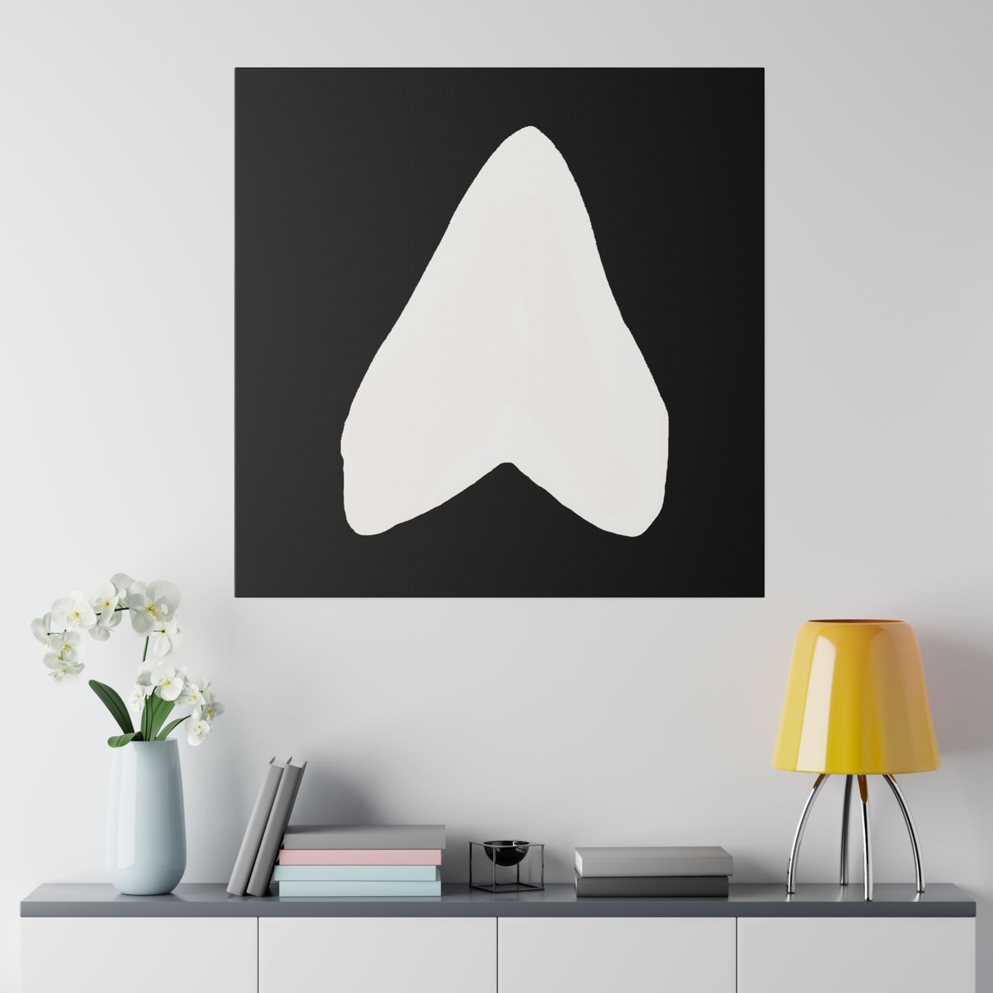 Black and White Otodus megalodon Canvas Print Wall Art Décor