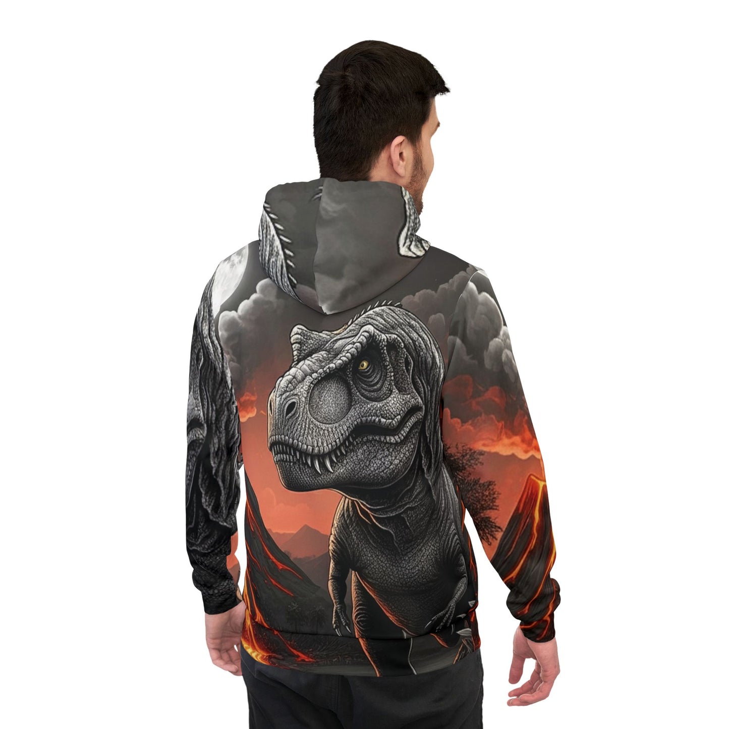Black white and red Tyrannosaurus rex pullover hoodie adult hooded dinosaur sweatshirt for men and women