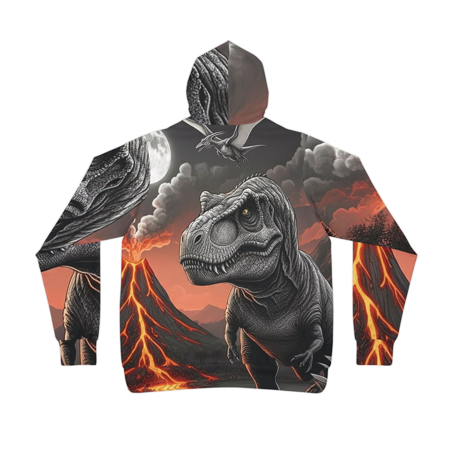 Black white and red Tyrannosaurus rex pullover hoodie adult hooded dinosaur sweatshirt for men and women