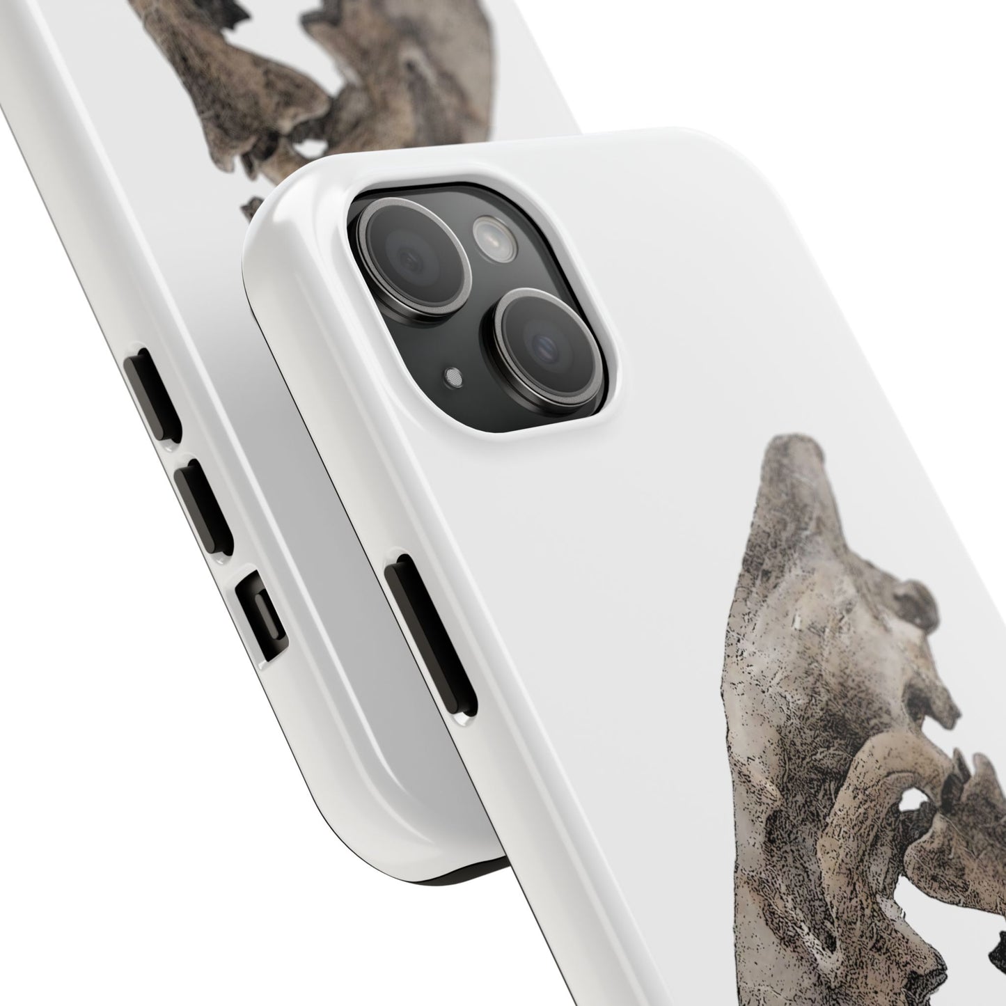 Ink Sketch Saber Cat iPhone 15 Tough Phone Case