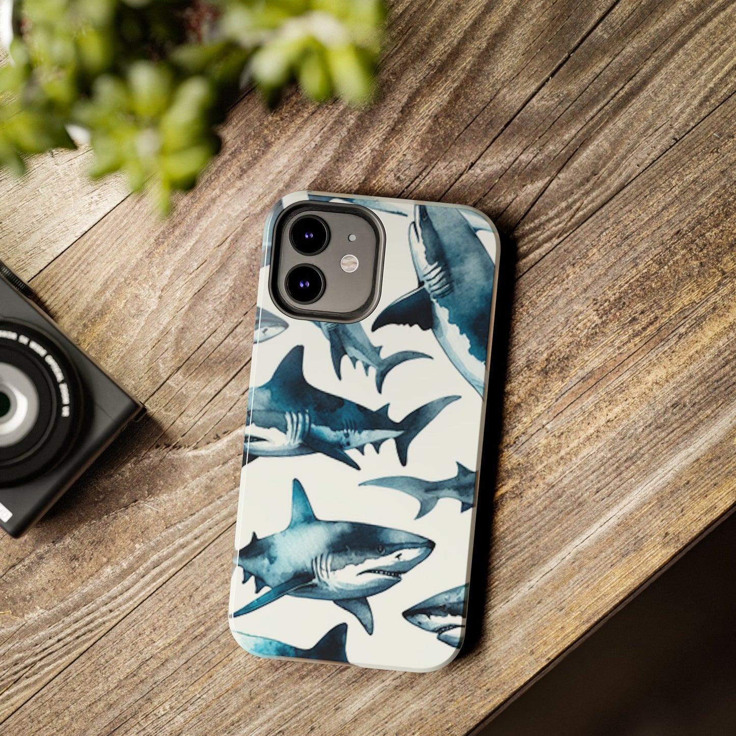 Shark Pattern iPhone 12 Tough Phone Case
