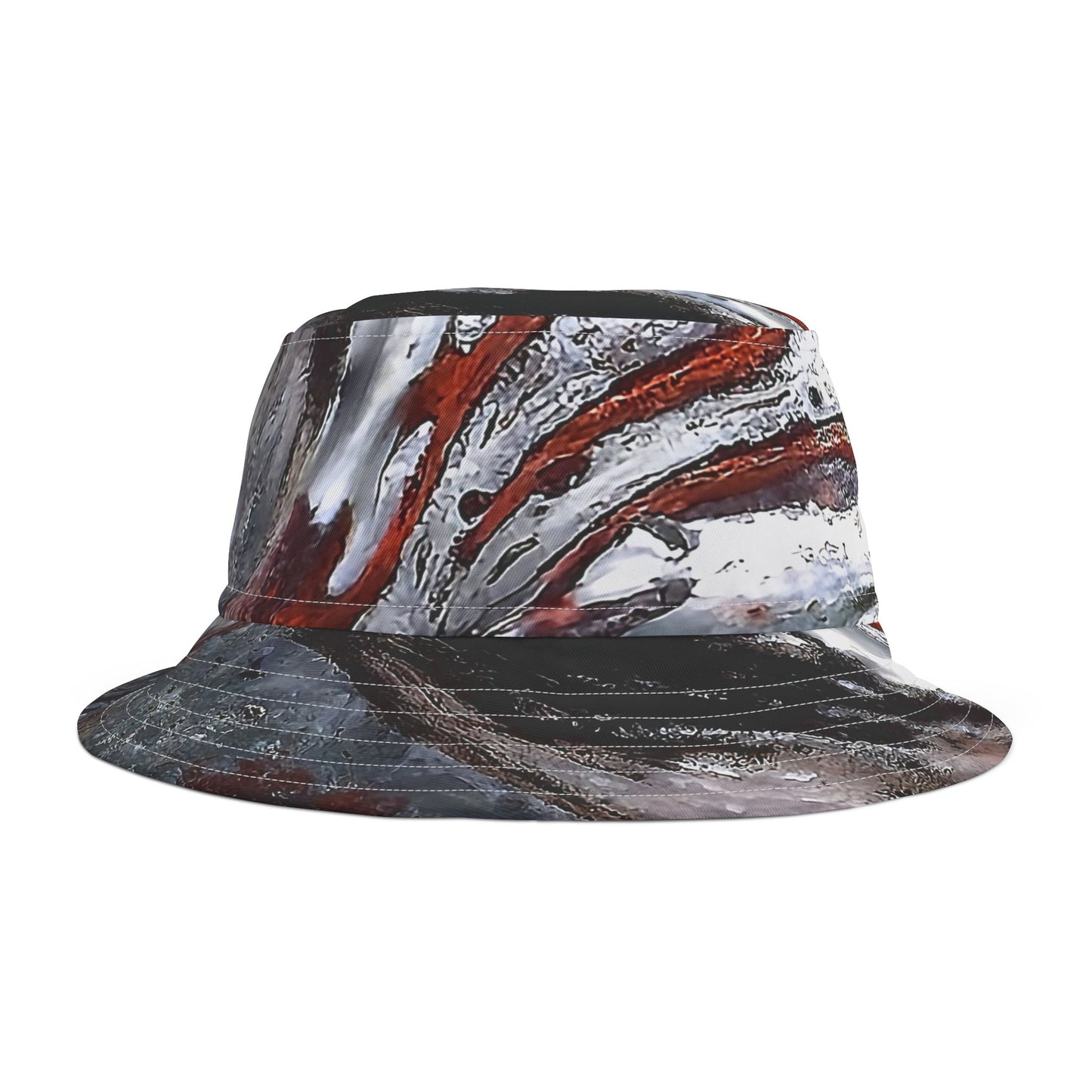 Rock Art-Inspired Floppy Bucket Hat –Stromatolite Collenia undosa- Unique Tie-Dye Ish Design