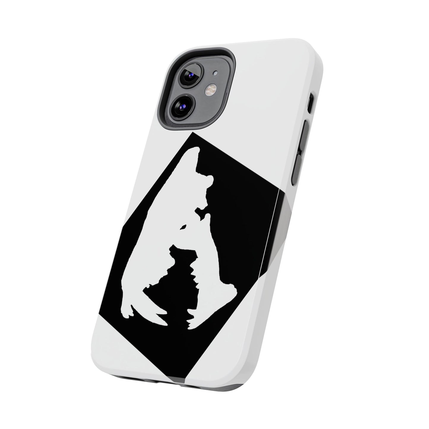 Black & White Saber Cat iPhone 12 Tough Phone Case