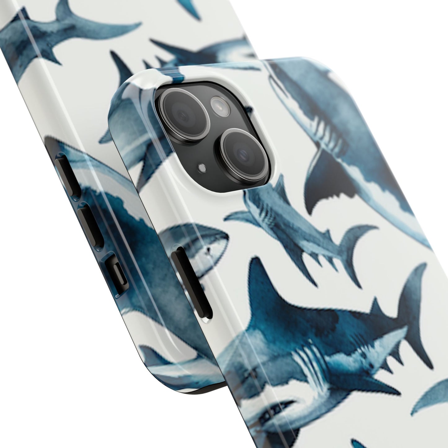 Shark Pattern iPhone 15 Tough Phone Case
