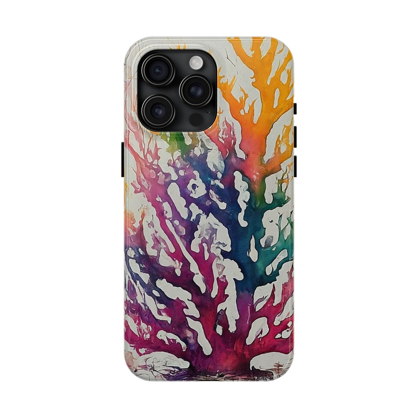 Water color Coral iPhone 15 Tough Phone Case