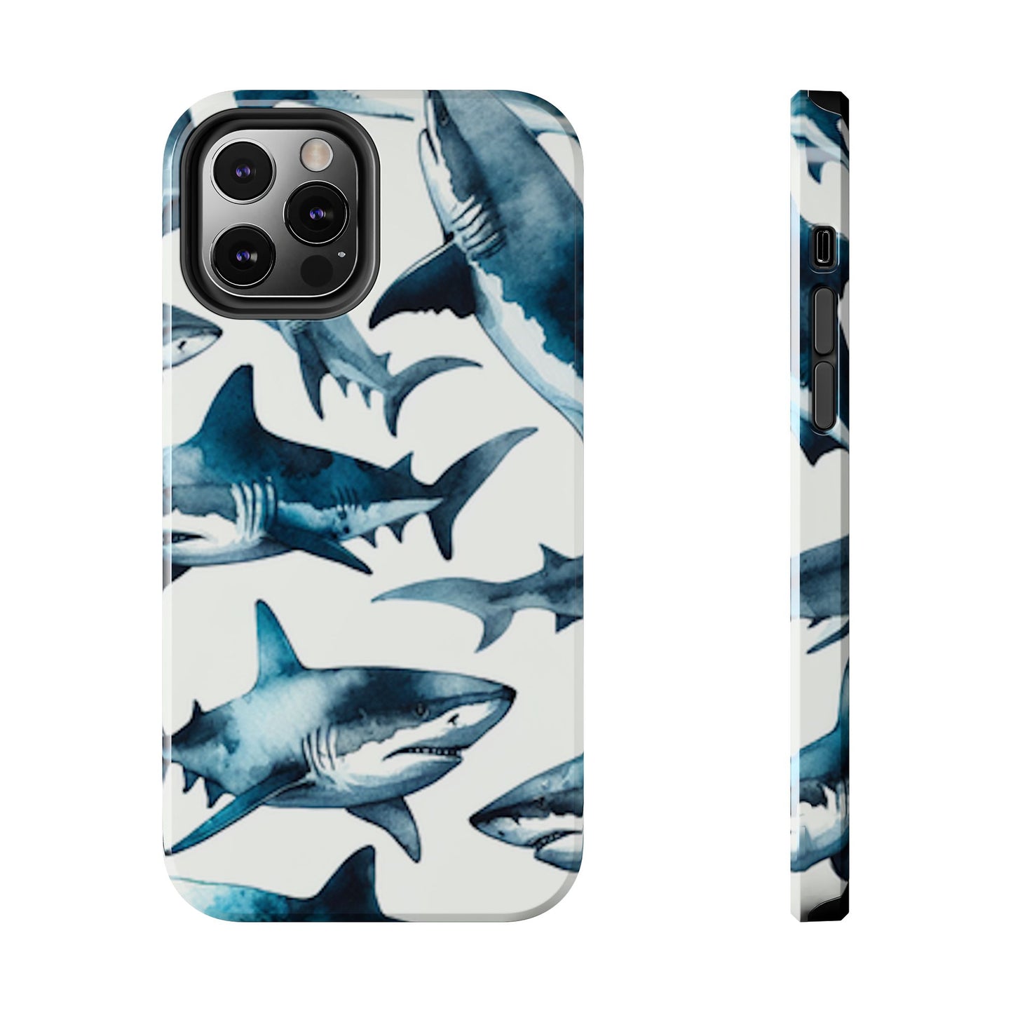 Shark Pattern iPhone 12 Tough Phone Case