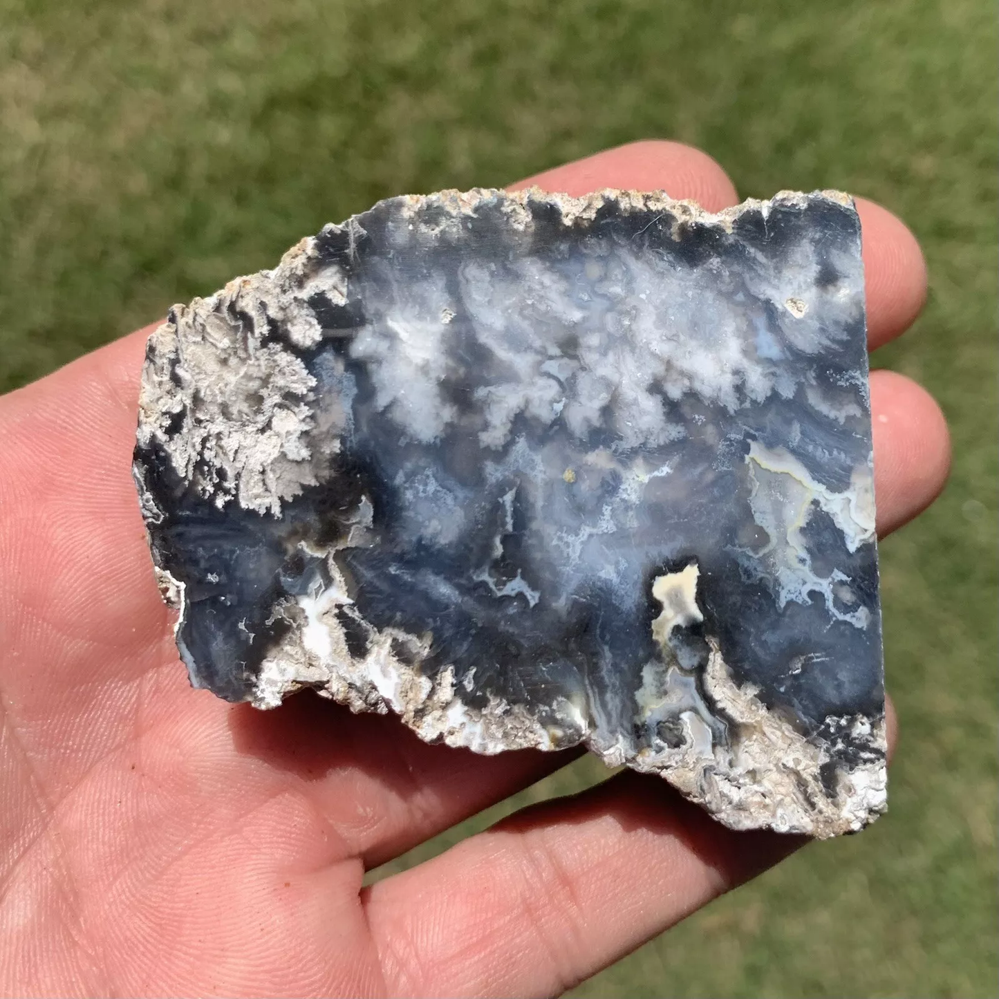 Polished Blue Plume Agate from Indonesia, Slab, Slice