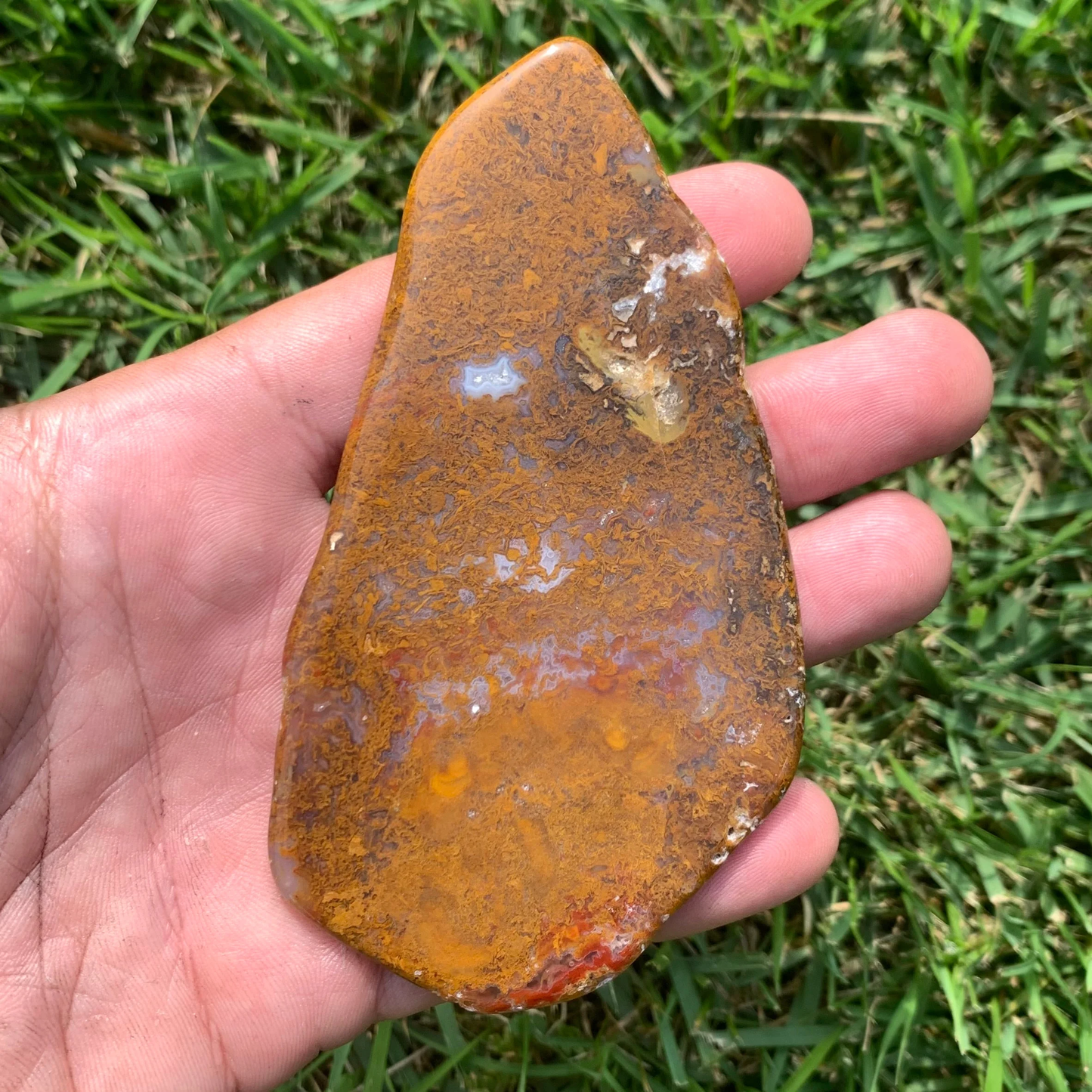 Polished Brown Moss Agate slab from Indonesia