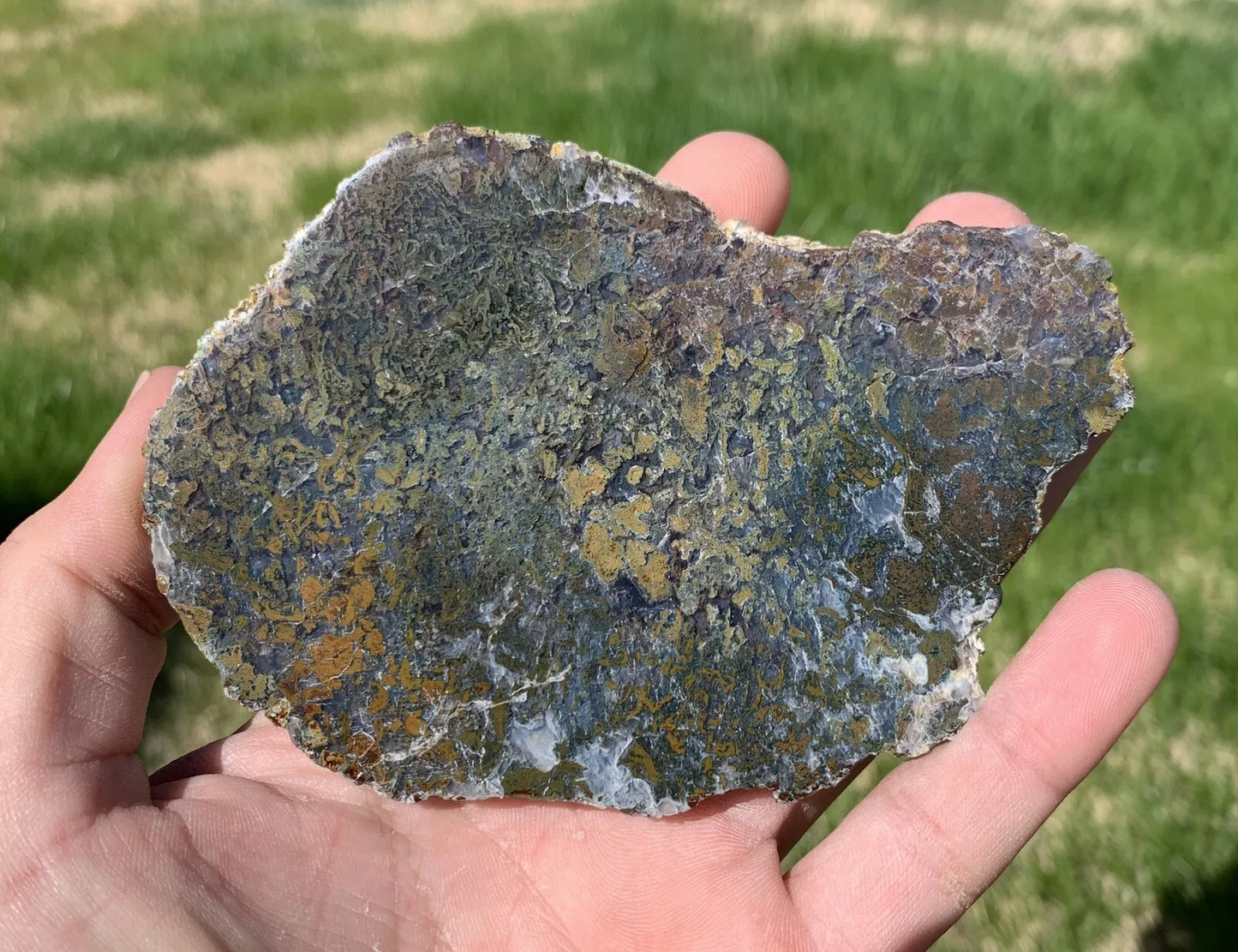 Polished Yellow Green Moss Agate from Indonesia, Slab, Slice