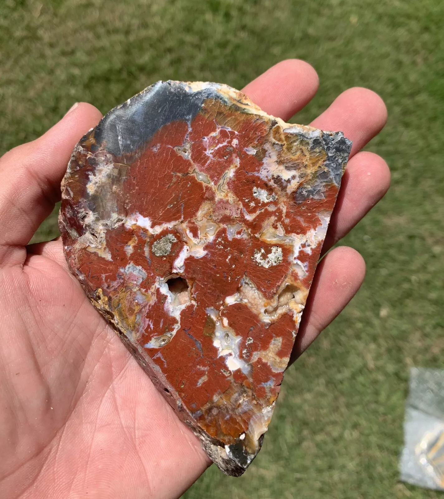 Polished Red and Blue Moss Agate from Indonesia, Slab, Slice