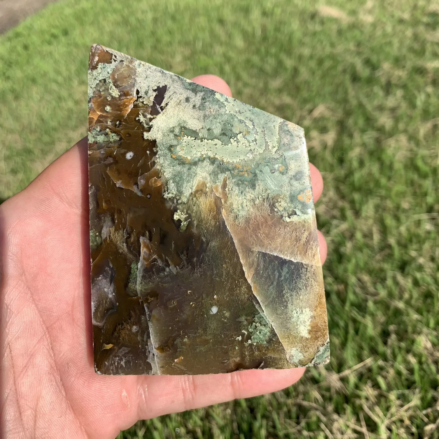 Polished Green Agate from Indonesia, Slab, Slice