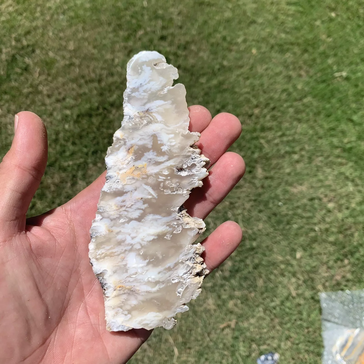 Polished White Plume Agate from Indonesia, Slab, Slice