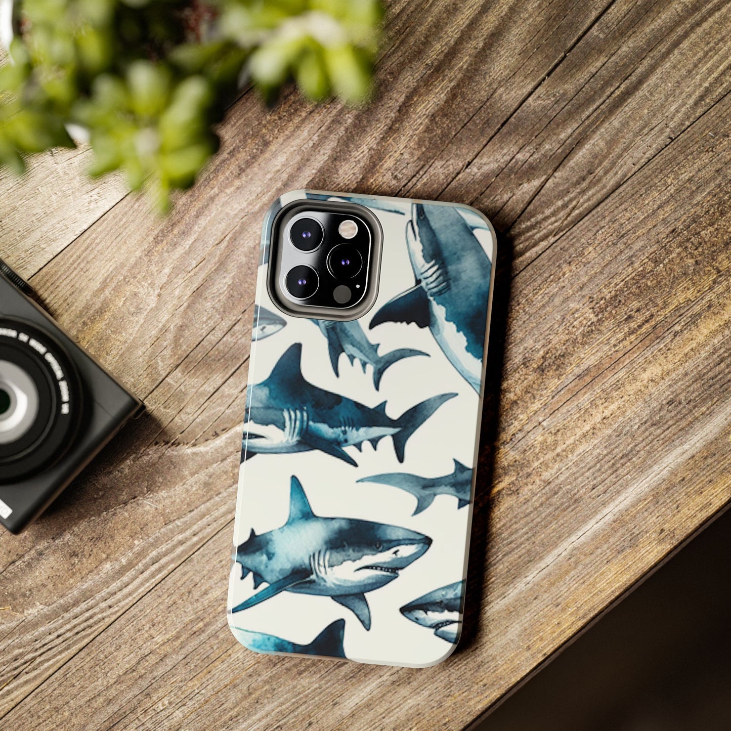 Shark Pattern iPhone 12 Tough Phone Case