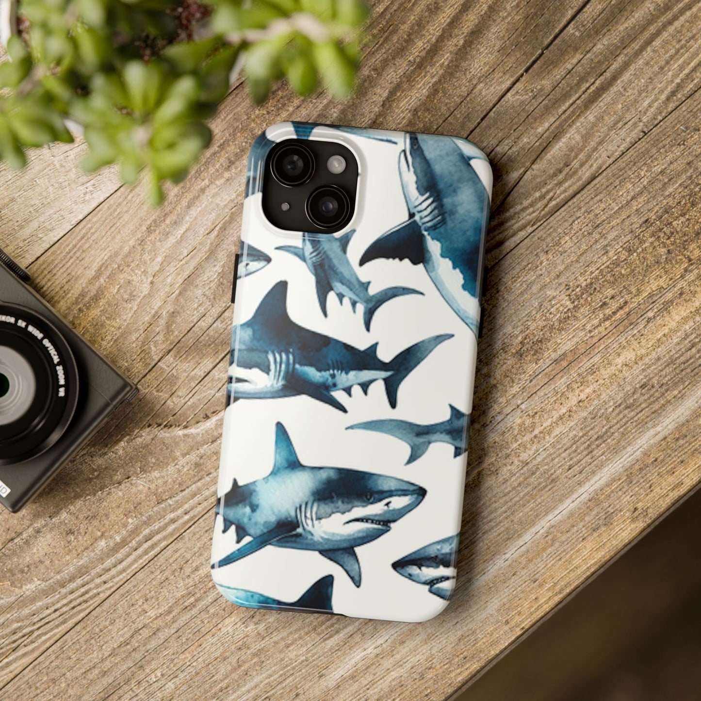 Shark Pattern iPhone 15 Tough Phone Case